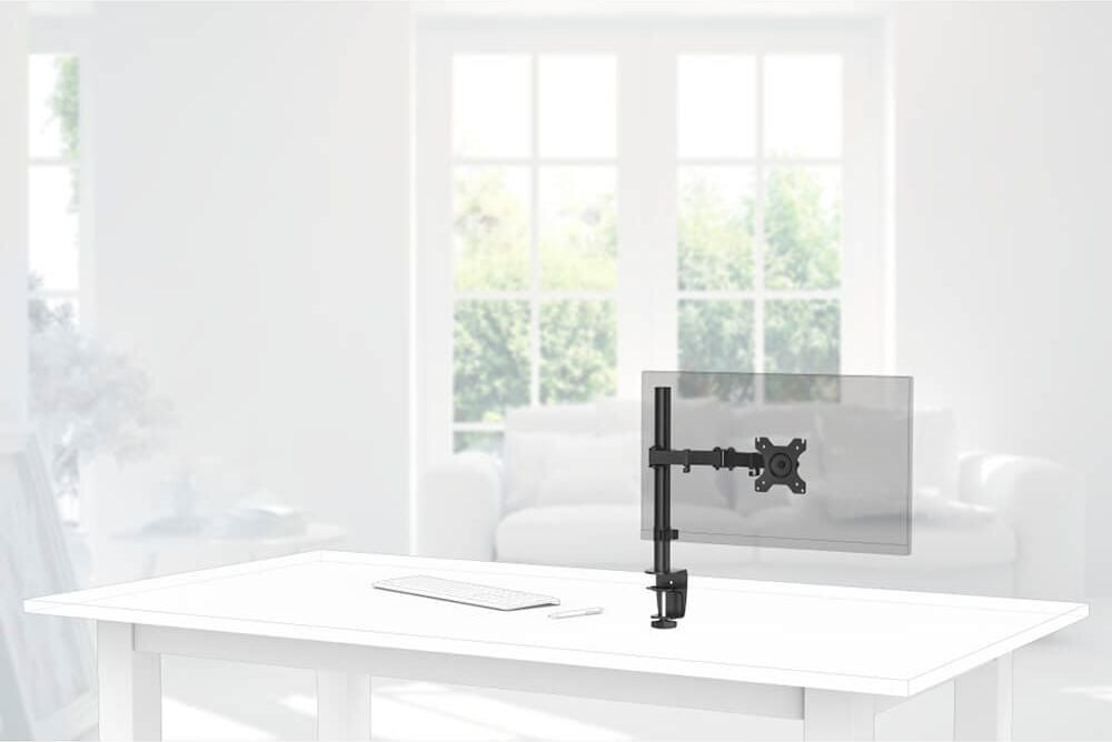 Monitorhalter Hama FULLMOTION Einzelarm 118490, 1 Arm, Tragfähigkeit bis zu 10 kg,
Schwenkarm, höhen- und tiefenverstellbar,
Klemmhalterung, schwarz