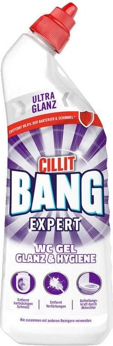 WC-Reiniger Cillit Bang Expert WC Gel Glanz & Hygiene, 750ml, Knickhalsflasche, mit Aktiv-Chlor