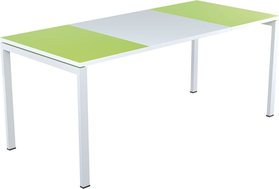 Schreibtisch easyDesk by Paperflow, 160x75x80cm (BxHxT), rechteckig, 4-Fuß,
Tischplatte Mittelteil weiß/Seitenteile
farbig, grün