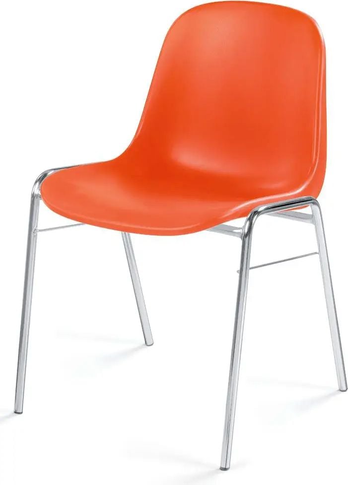 Besucherstuhl Deskin HIP, ohne Armlehnen, Gestell verchromt, stapelbar, orange