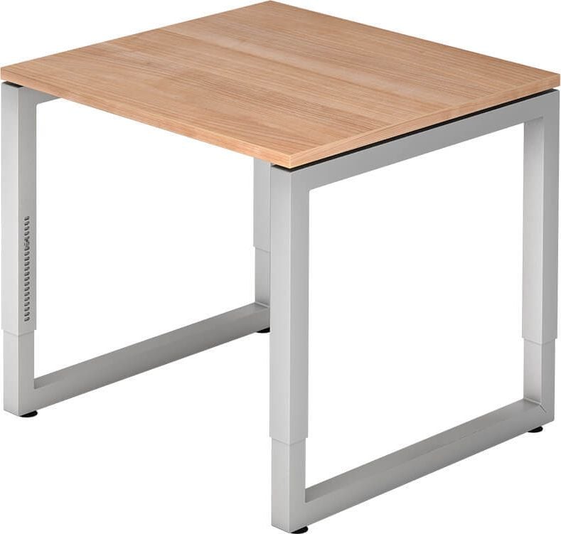 Schreibtisch Hammerbacher RS08, 80x80cm (BxT), 65-85cm Höhe, quadratisch,
O-Fußgestell eckig, eiche