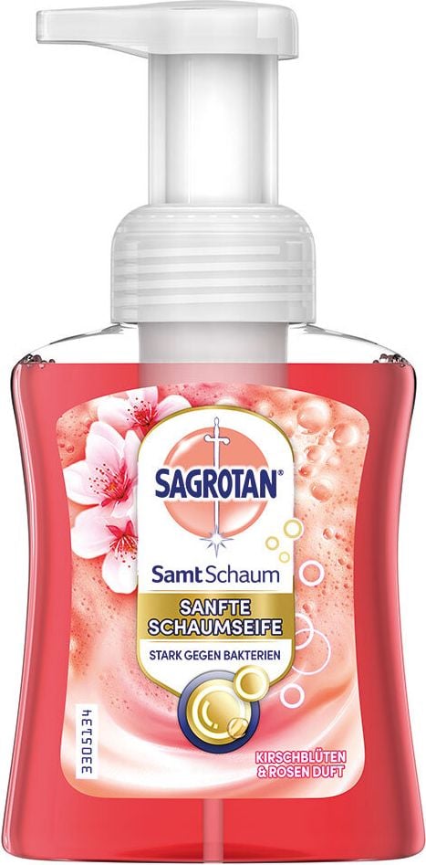 Schaumseife Sagrotan Samt-Schaum Kirschblüte & Rose, Pumpspender, 250ml, antibakteriell
