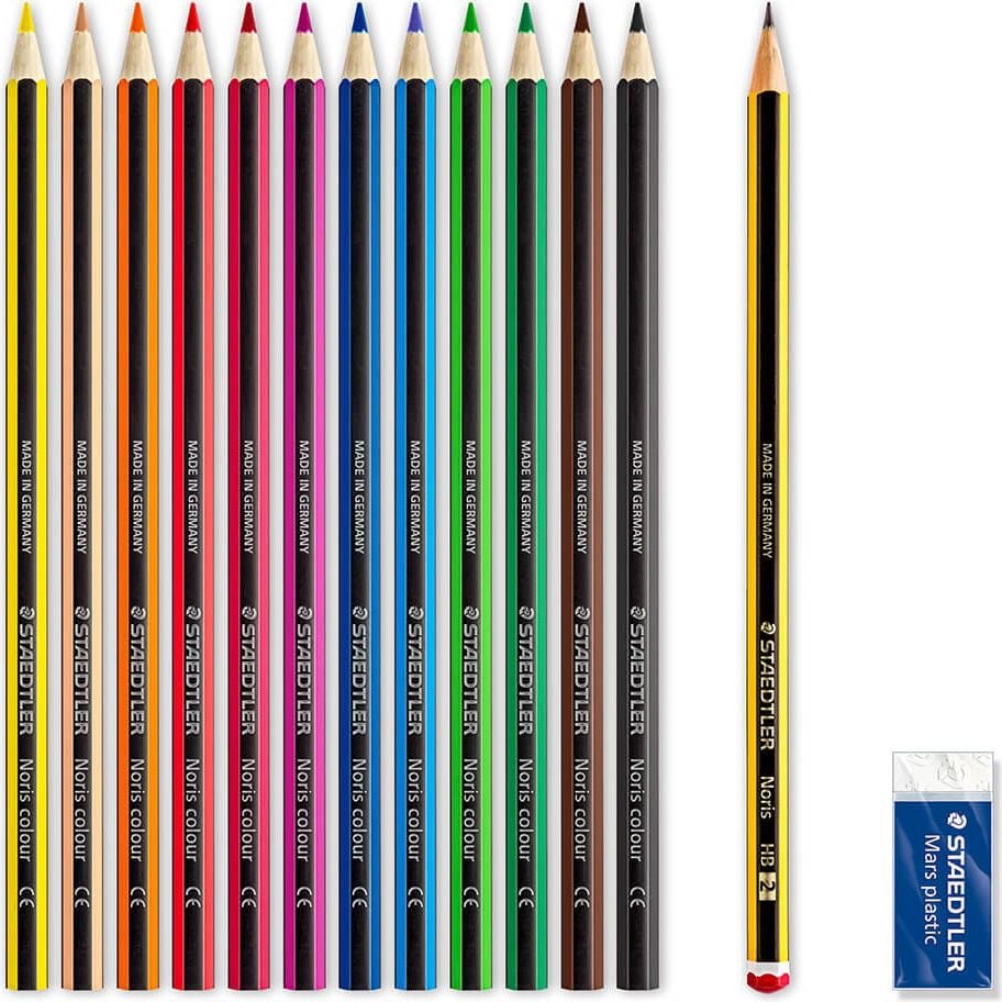 Buntstifte Staedtler Noris colour 61 SET6, Etui mit 12 Farben, inkl. Radierer und
Bleistift