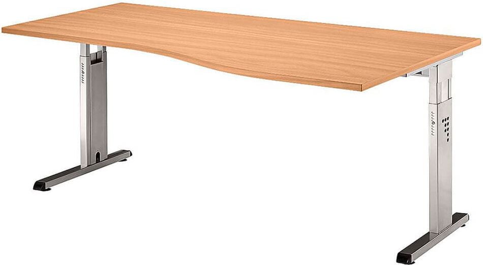 Schreibtisch Hammerbacher OS18, 180x100cm (BxT), 65-85cm
Höhe, Freiform, C-Fuß, buche