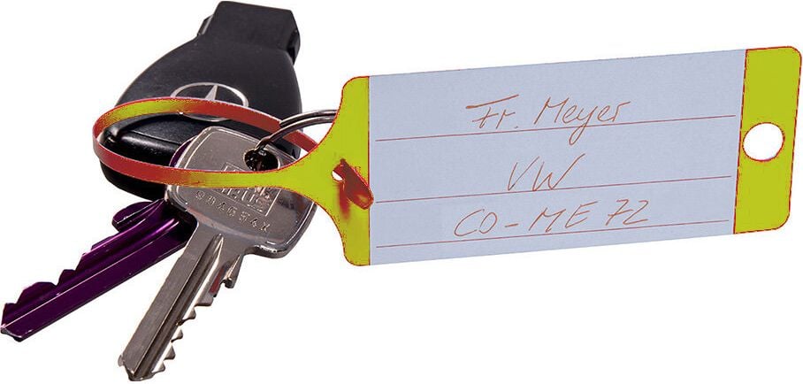 Schlüsselanhänger Eichner Fix, schmale Schlaufe, beschriftbar, PP, Pack 100 Stück, gelb