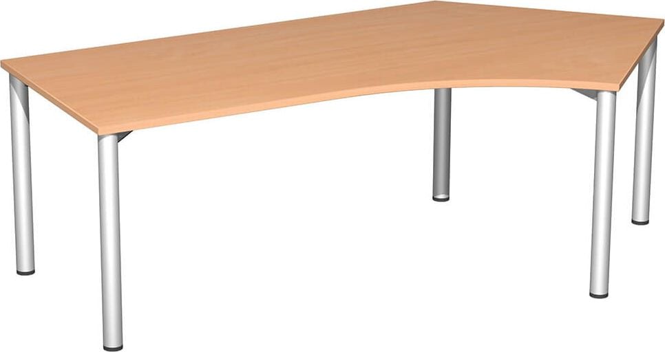 Winkelschreibtisch Geramöbel 4 Fuß Flex S-550316, 216,6x72x113cm (BxHxT), 135 Grad Winkel
rechts, 5-Fuß silber, buche