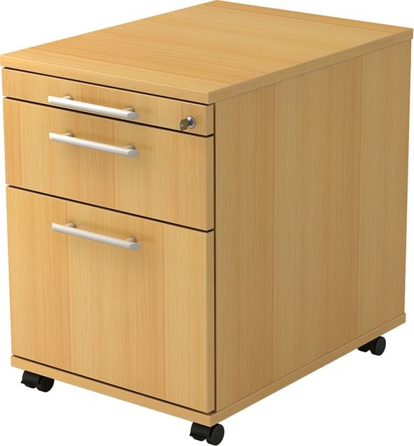 Rollcontainer Hammerbacher Solid AC 20RE, 42,8x58x59cm (BxTxH), 2
Schübe, Relinggriff, buche
