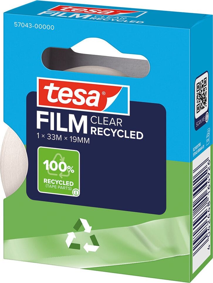 Klebefilm Tesa eco & clear ecoLogo 57043-00000-00, 19mm x 33m, unsichtbar, recyceltes PP,
transparent
