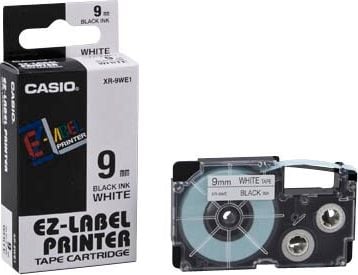 Schriftbänder Casio XR-9WE, schwarz auf weiß, 9mm/8m