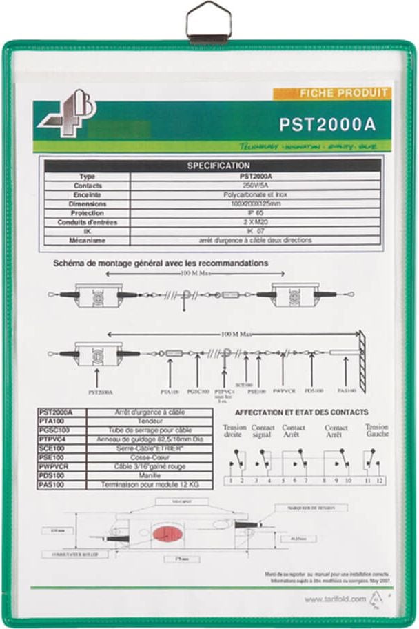 Aushangsichttafel tarifold Hängetafel 15350, A3 hoch, Metallöse, farbiger Rand, Pack 5
Stück, grün