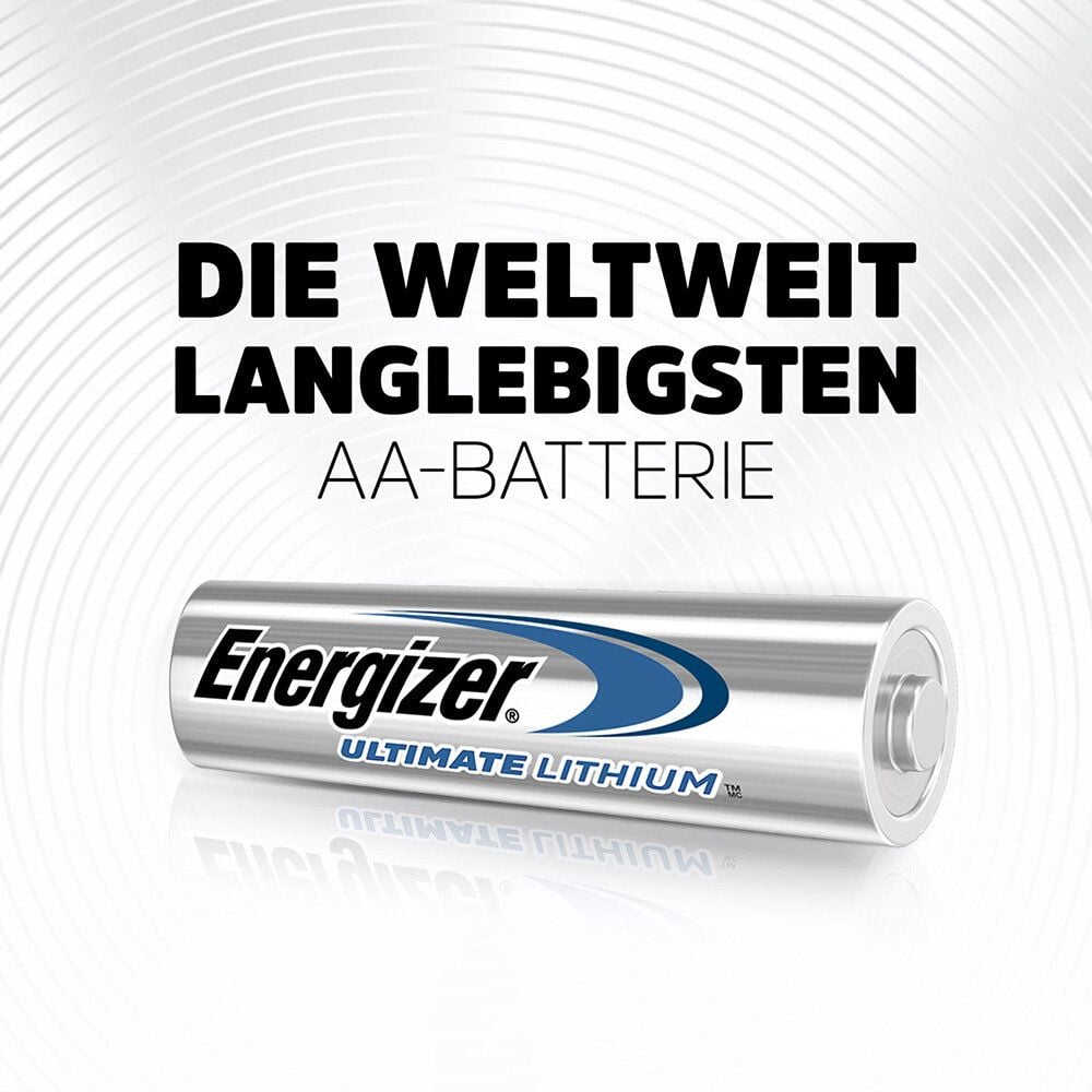 Batterien Energizer Ultimate Lithium Mignon (AA), 1,5 Volt, temperaturbeständig von −40 C bis +60 C, enthält recycelte Materialien, Pack 10 Stück