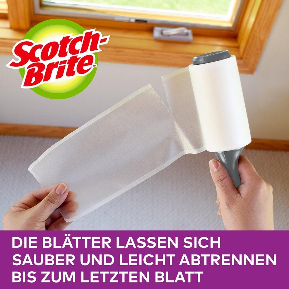 Fusselrolle Scotch-Brite Pet Extra Sticky, Roller für Tierhaare, ergonomischer Griff,
48 Blatt