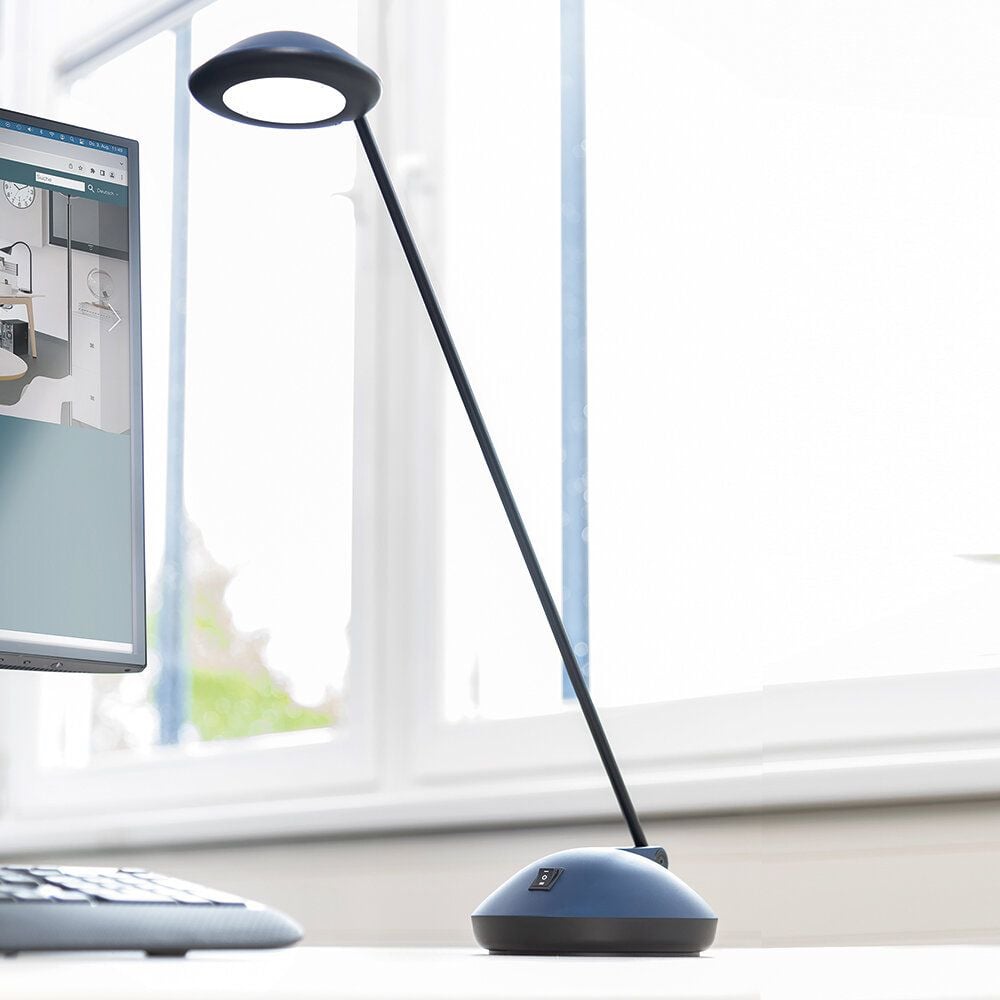 LED-Schreibtischleuchte Unilux JOKER 2.0 400179659, 6 W, LED (warmweiß), 478 Lumen, 2-stufig dimmbar, dunkelblau