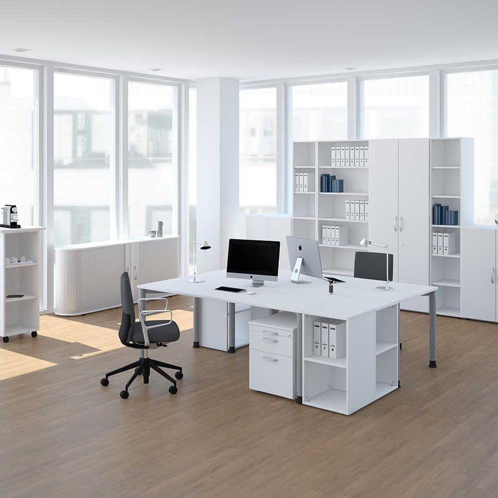 Schreibtisch Geramöbel 4 Fuß Flex S-555146, 180x80cm (BxT), 68-80cm Höhe, rechteckig,
4-Fuß silber, hellgrau