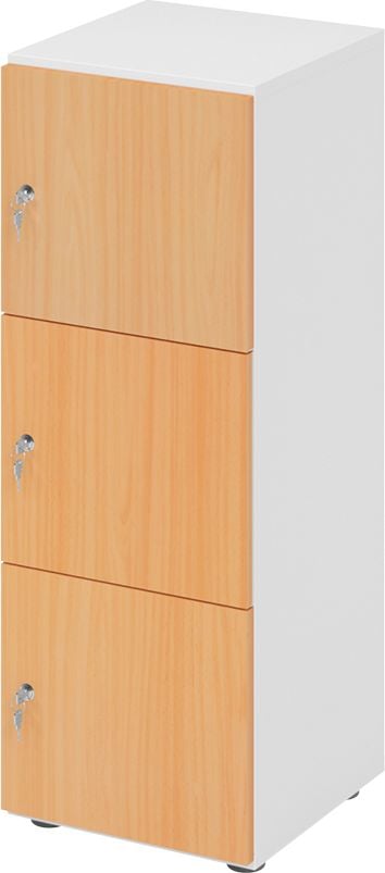 Schließfachschrank Hammerbacher V234L3/W DS, 40 x 42 x 110 cm (BxTxH), 3 Ordnerhöhen, mit Druckzylinderschloss, 3 Fächer, Korpus: Weiß, buche