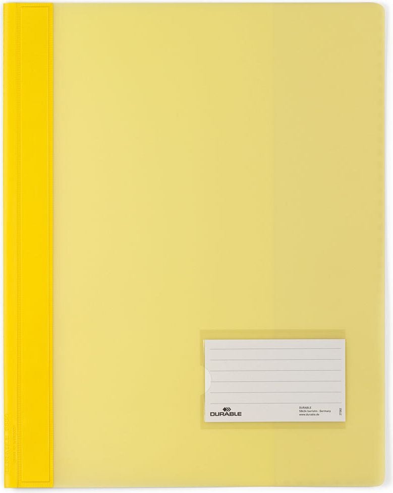 Schnellhefter Durable DURALUX A4 Überbreite 2680, Hartfolie, farbiger Vorder- und Rückdeckel,
Innentasche, gelb