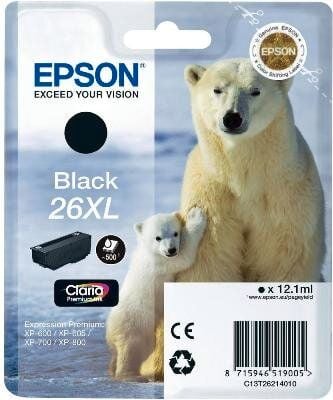 Epson Tintenpatrone T2621 26XL, schwarz, 12,2ml