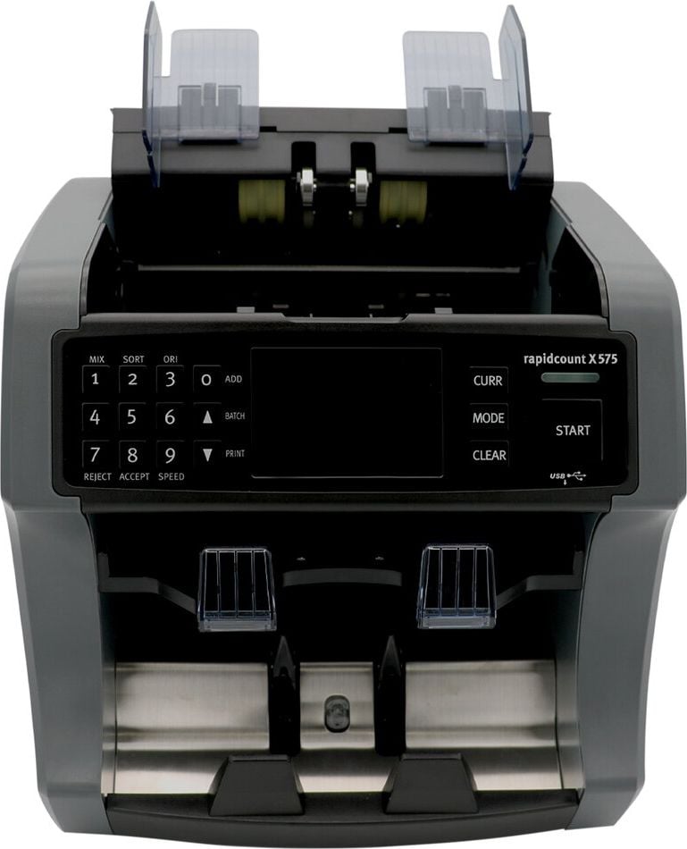 Geldscheinzähler Ratiotec rapidcount X 575, 6-fache Falschgelderkennung, zählt 1.000 Scheine/Minute, grau