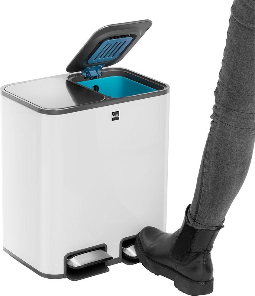Tret-Abfallsammler Helit the classy H2405005, 2x12 Liter, Edelstahl, weiß