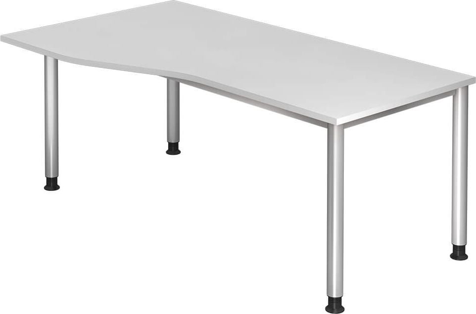Schreibtisch Hammerbacher HS18, 180x100cm (BxT), 68,5-81cm Höhe, Freiform,
4-Fuß, weiß