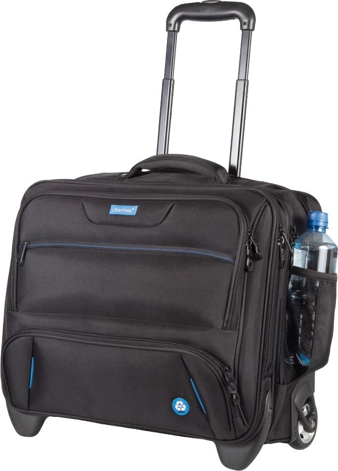 Notebooktrolley Lightpak RPET 1680D 46215, bis 17 Zoll, 2 Rollen, Trolleysystem,
recyceltes PET, schwarz