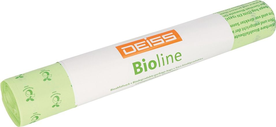 Müllsäcke DEISS Bioline 06072 240 Liter, 65x135cm, ecovio Biofolie, biologisch abbaubar, 240 Liter, 22my, natur, Rolle 5 Stück