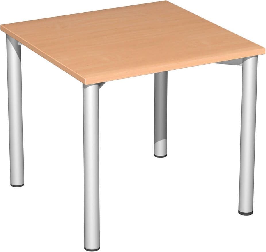 Schreibtisch Geramöbel 4 Fuß Flex S-550101, 80x72x80cm (BxHxT), quadratisch, 4-Fuß silber, buche