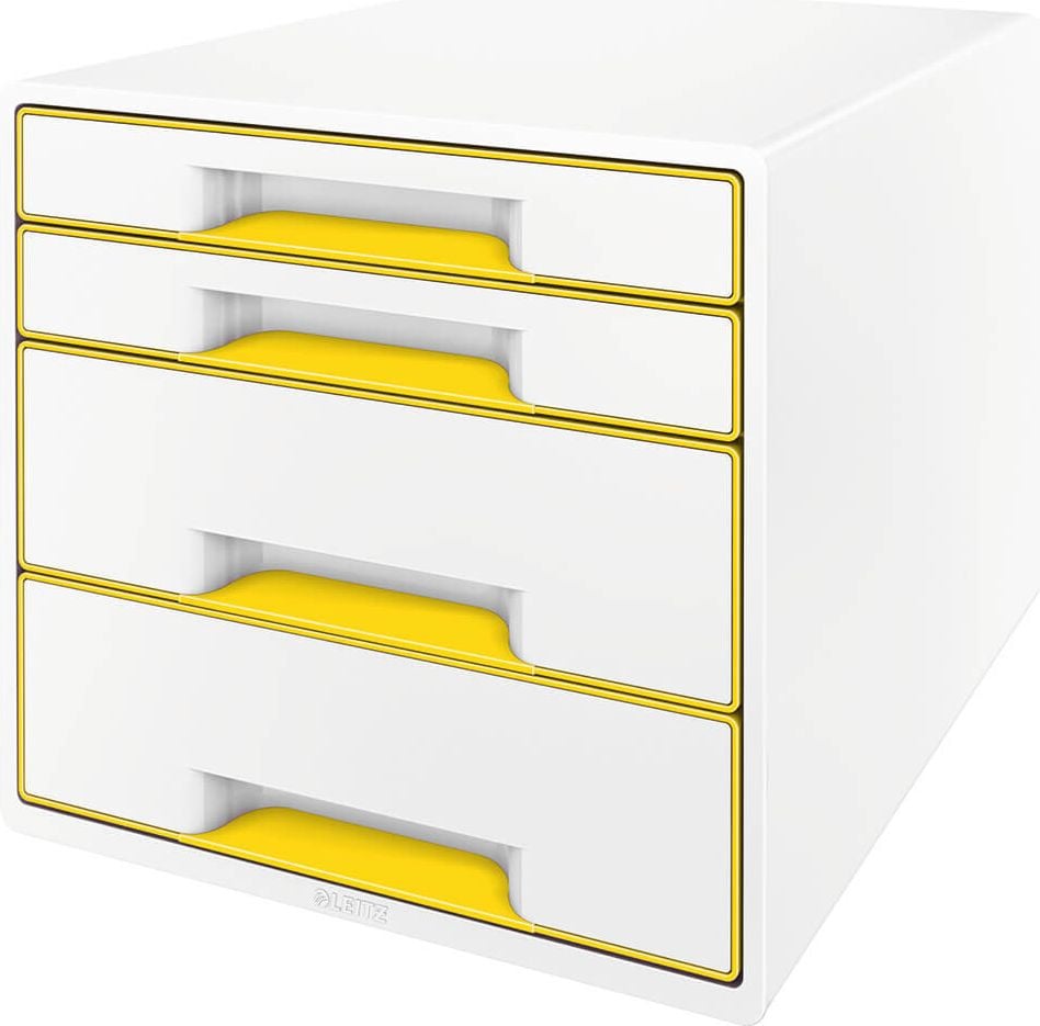 Schubladenbox Leitz WOW CUBE 5213, für A4, 4 geschlossene Schubladen, gelb