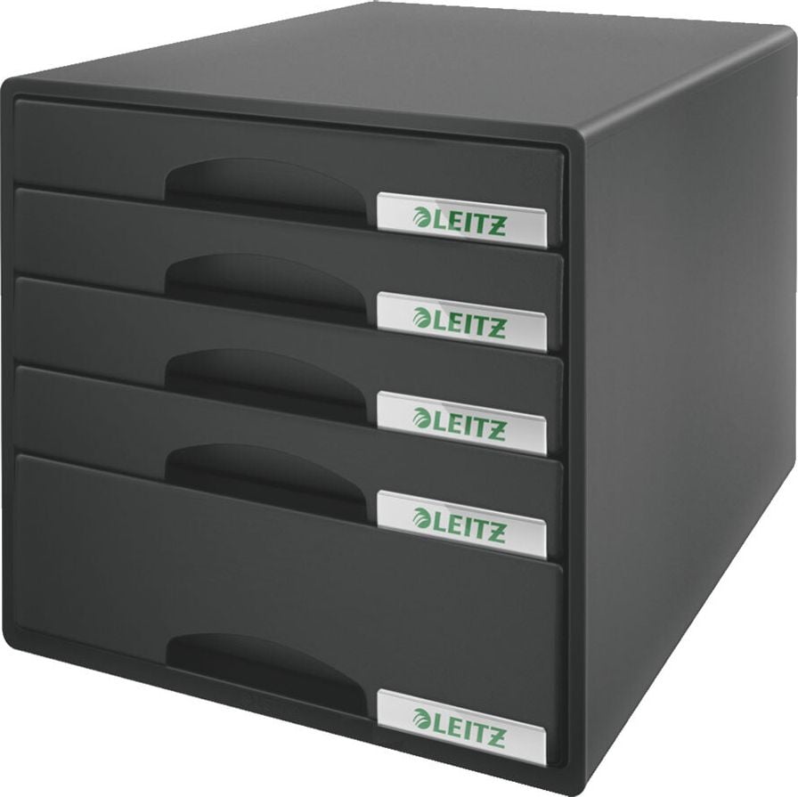Schubladenbox Leitz Plus 5211, für A4, 5 geschlossene Schubladen, schwarz