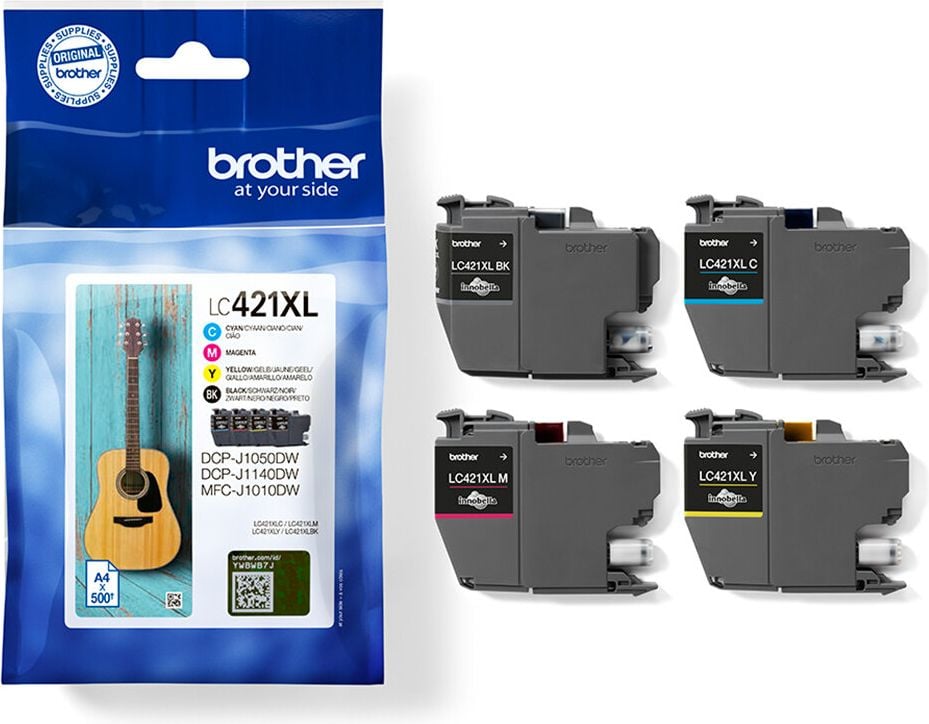 Brother Tintenpatrone LC-421XLVAL, Multipack, je 1 x schwarz, cyan, magenta,
yellow (je 500 Seiten)