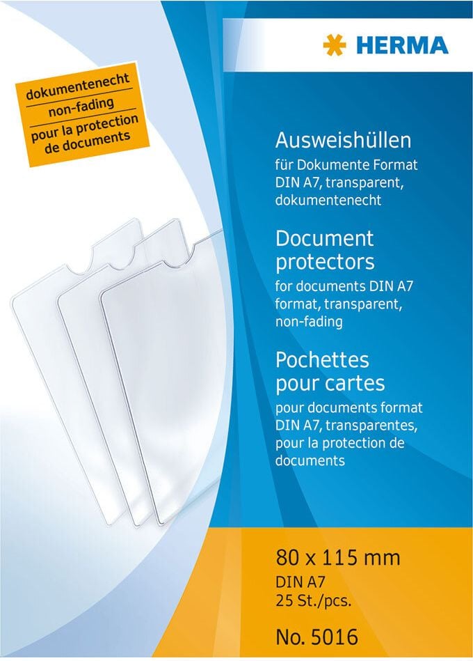 Ausweishüllen Herma 5016, A7, PP-Folie, Packung 25 Stück
