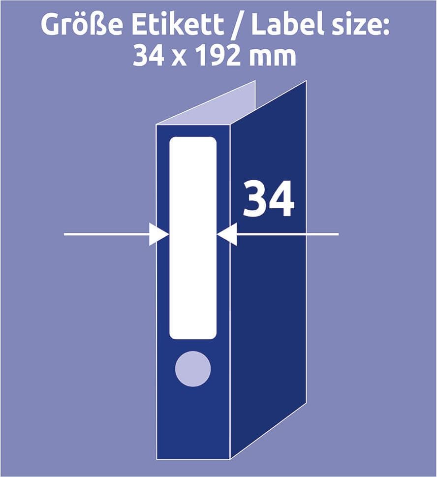 Rückenschilder Zweckform L6060-25 ultragrip, schmal/kurz, 192x34mm, auf A4, weiß, Pack 30
Blatt/240 Stück