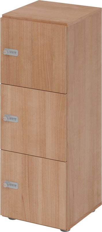 Schließfachschrank Hammerbacher V234L3 ZS, 40 x 42 x 110 cm (BxTxH), 3 Ordnerhöhen, 3 Türen, mit Zahlenschloss, 3 Fächer, nussbaum