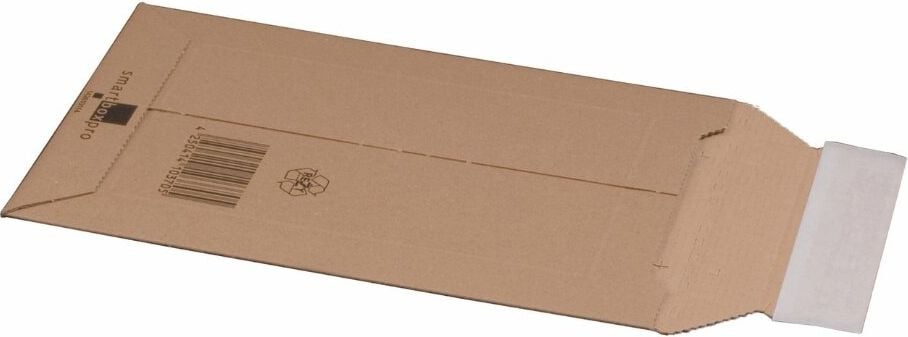 DVD-Wellpappe-Versandtaschen Smartbox Pro 210100225, für DVD, Innenmaße: 150x250x50mm (LxBxH), selbstklebend, mit Aufreißfaden, braun, Karton 100 Stück