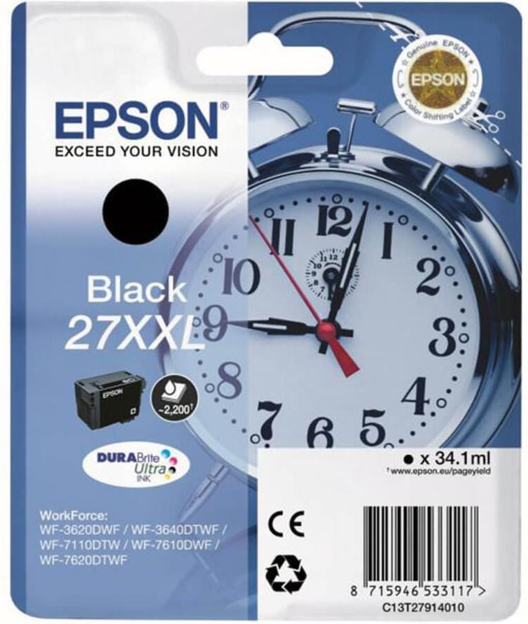 Epson Tintenpatrone T2791 27XXL, schwarz, 2.200 Seiten, 34,1ml