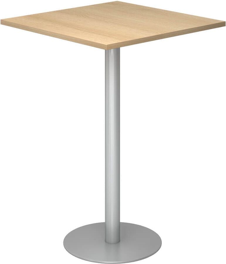 Stehtisch Hammerbacher STH88/x/S, 80x80cm (BxT), 111,6cm Höhe, Standfuß silber, eiche