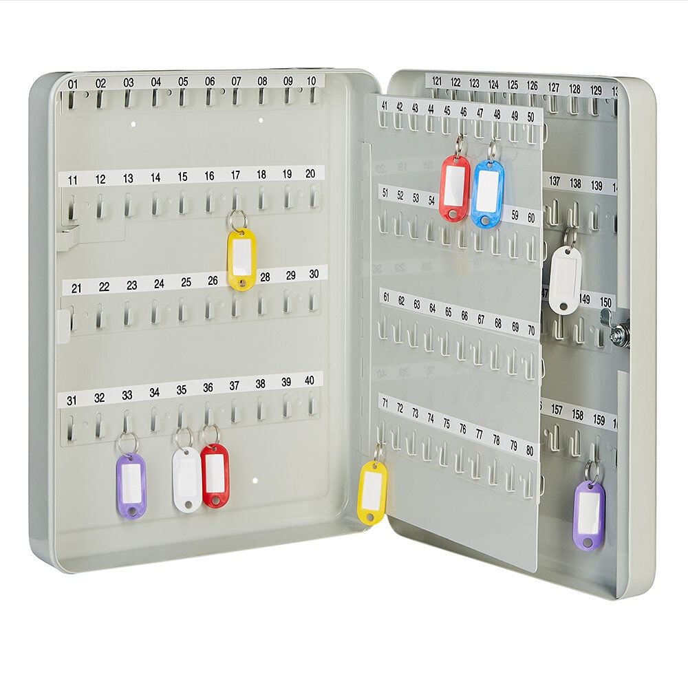 Schlüsselschrank Alco 8995-33, für 160 Schlüssel, Zylinderschloss, Stahlblech, grau, grau