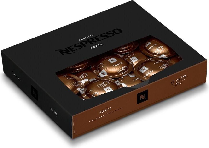 Kaffeekapseln Nespresso Forte, 50 Kapseln à 6g, für Nespresso
Kaffeemaschinen, kostenlose Rücksendung der verwendeten Kapseln an Nespresso