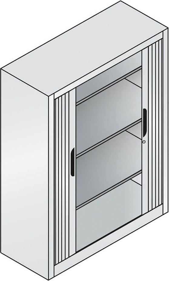 Aktenschrank CP Omnispace 3222-00, 100x134,5x42cm (BxHxT), 2 Querrollläden,
3 Fachböden, 3 Ordnerhöhen + 1 Restfach,
hellgrau