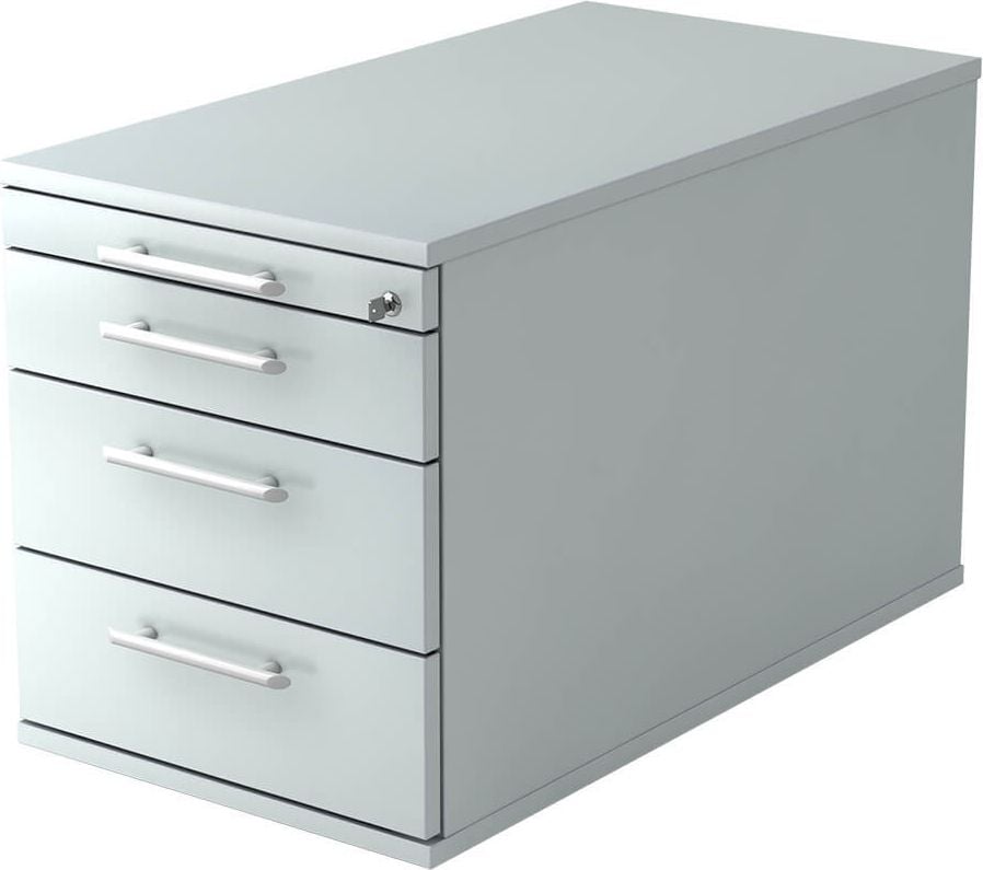 Rollcontainer Hammerbacher Solid TC30 RE, 42,8x80x51,2cm (BxTxH), 3 Schübe, Relinggriff, grau