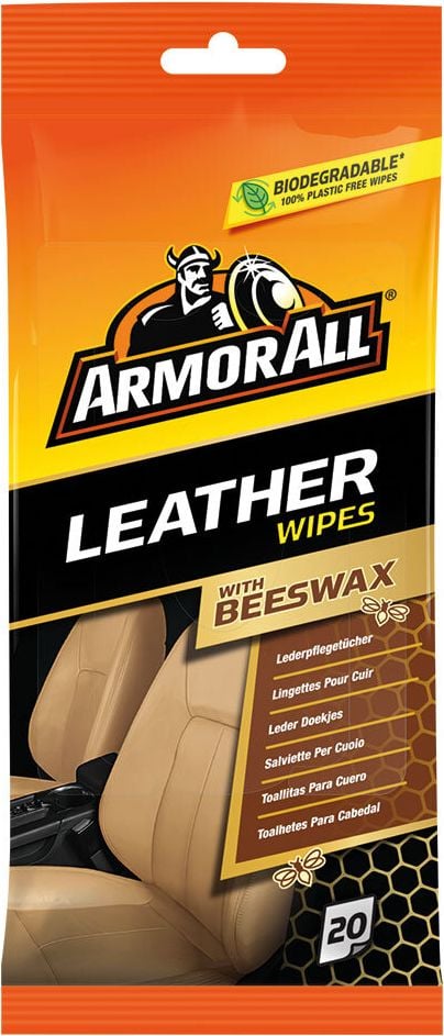 Lederpflegetücher ARMOR ALL E303941602, mit Bienenwachs, Pack 20 Stück