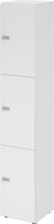 Schließfachschrank Hammerbacher V264L3 ZS, 40 x 42 x 215,6 cm (BxTxH), 6 Ordnerhöhen, mit Zahlenschloss, 3 Fächer, weiß