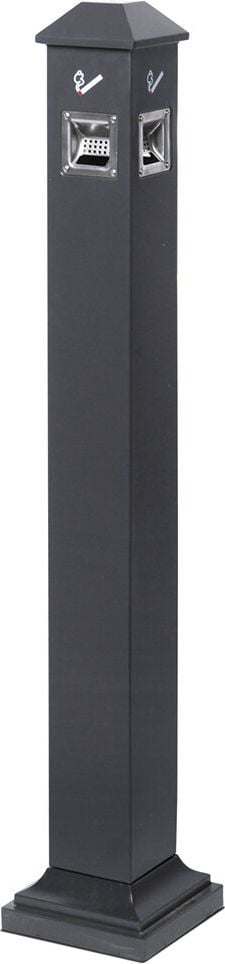Standaschenbecher Showdown Displays SMPBL, freistehend, 3 Liter, 21x120x21cm, 360 Grad Zugang, pulverbeschichteter Stahl, schwarz
