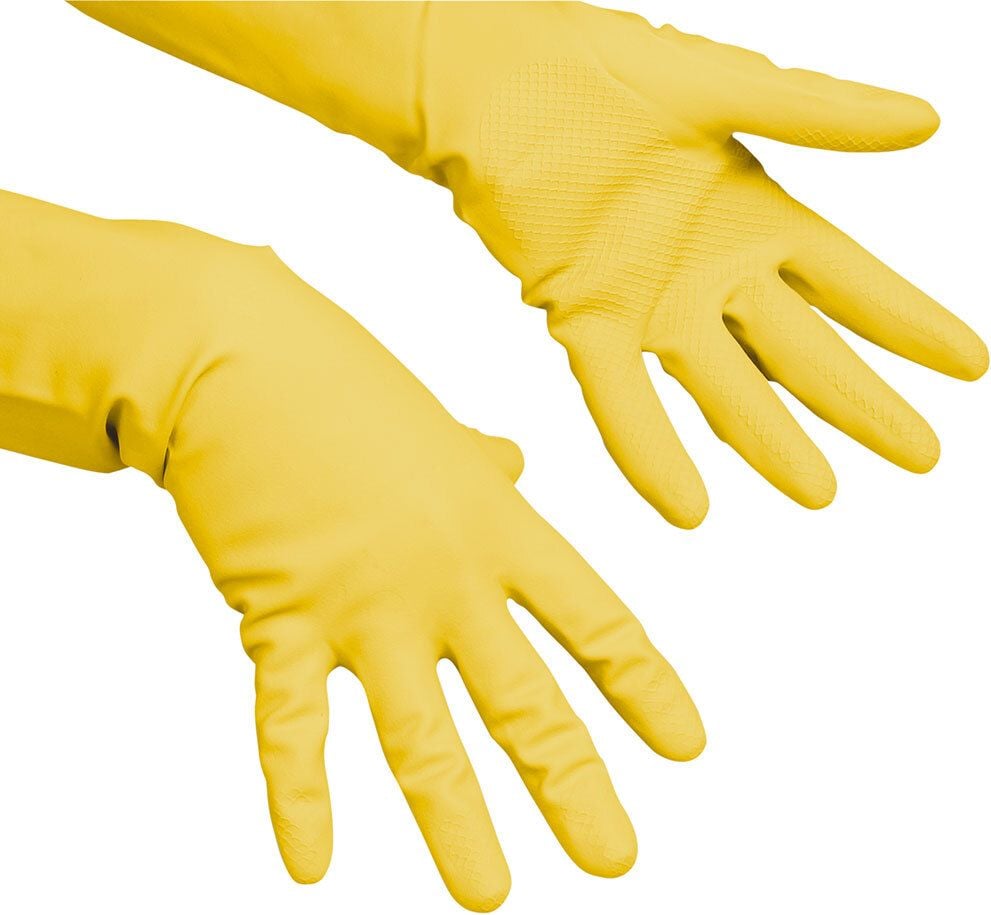 Allzweckhandschuhe Vileda Multipurpose Der Feine gelbe, Naturlatex, baumwollgefüttert, gelb, Größe L
