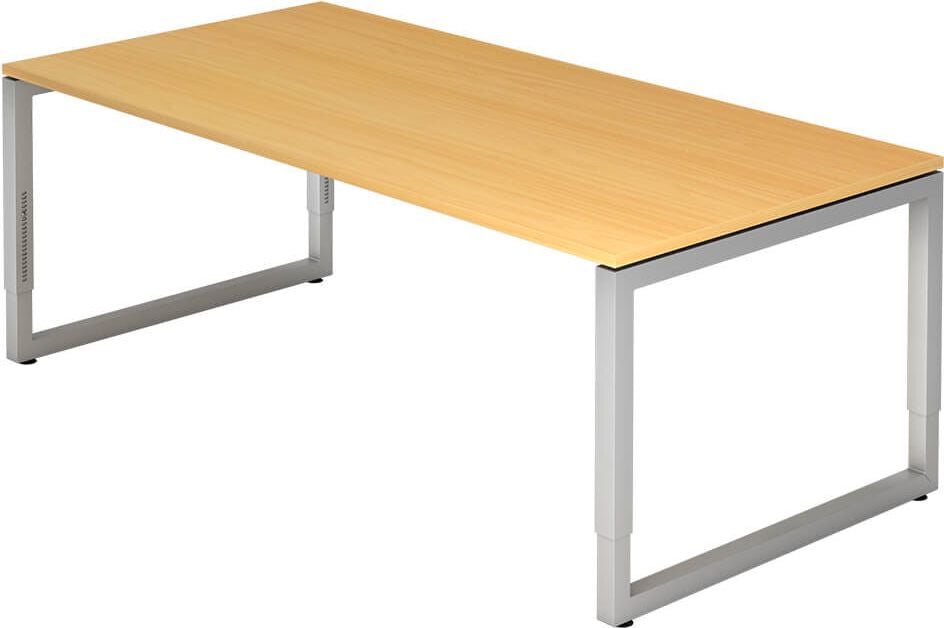 Schreibtisch Hammerbacher RS2E, 200x100cm (BxT), 65-85cm Höhe, rechteckig,
O-Fußgestell eckig, buche