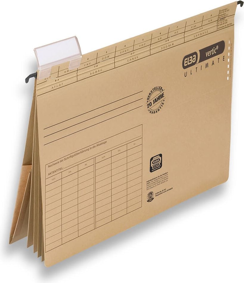 Hängehefter Elba vertic Ultimate 85448/100082310, Kredit-/Personalhefter, 4 kaufm. Heftungen,
4 Trennblätter, Natronkarton (RC)
