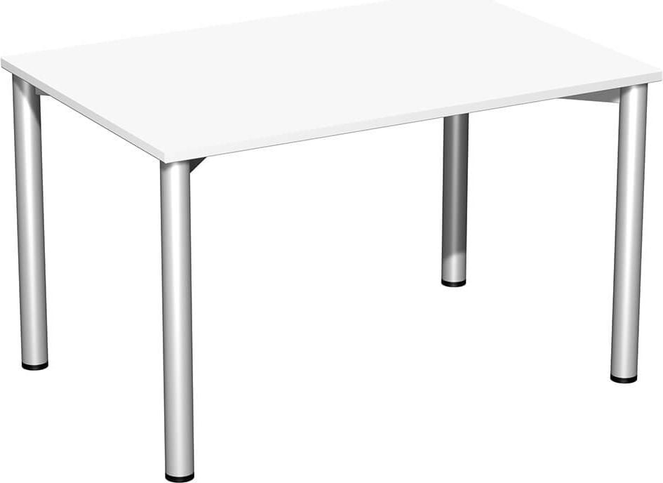 Schreibtisch Geramöbel 4 Fuß Flex S-550102, 120x72x80cm (BxHxT), rechteckig, 4-Fuß silber, weiß