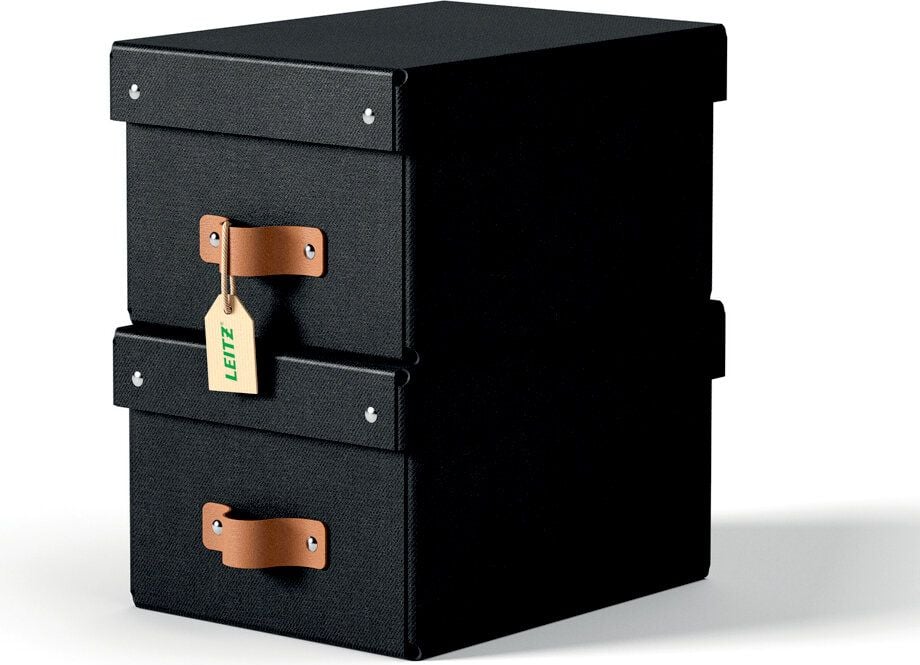Aufbewahrungsbox Leitz Puro groß, 17 Liter, 270x200x370mm, mit Deckel, 100%
Recyclingkarton, Pack 2 Stück, schwarz