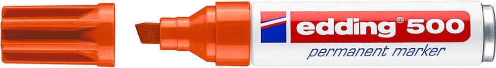 Permanentmarker Edding 500, ca. 2-7mm, Keilspitze, Schaft 100% recyceltes Aluminium, orange
