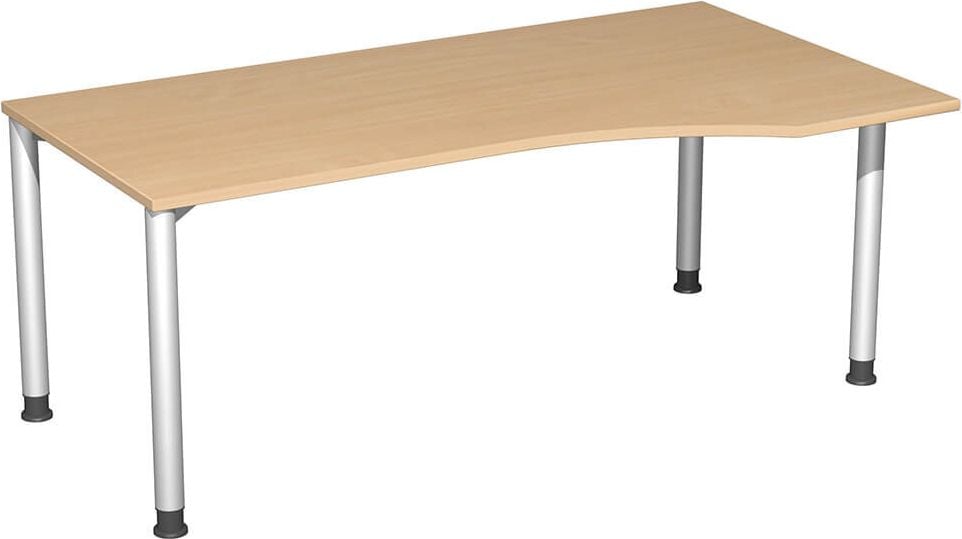 Schreibtisch Geramöbel 4 Fuß Flex S-555305, 180x100cm (BxT), 68-80cm Höhe, Freiform
rechts, 4-Fuß silber, buche